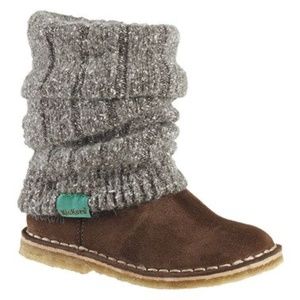 KICKERS Boots Toddler Girl's Brown Suede Sweater Leg Warmers 8.5  New in Box